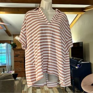 Collared striped tunic style shirt